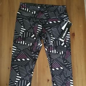 HEAD Capri Athletic Pants, Black White Pink (XS)